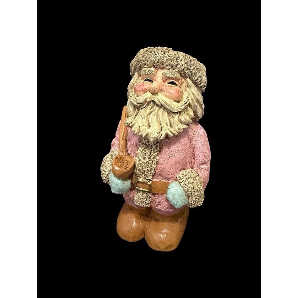 Vintage Mera Vic 8" Resin Pink Folk Art Style Santa Claus Figurine